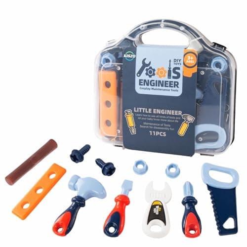 Kiszo Toddler Tool Set 11 pc Kids Tool Set with Box Pretend Play Toys for Kids Ages 36 Perfect for Christmas Birthday Gifts