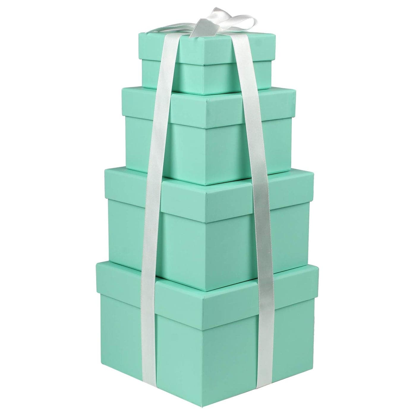 Briful Square Gift Boxes with Lids Set of 4 Teal Green Gift Box Assorted Sizes Nesting Gift Boxes for Presents Birthday Bridesmaid Wedding Valentines Christmas Party Favor Boxes