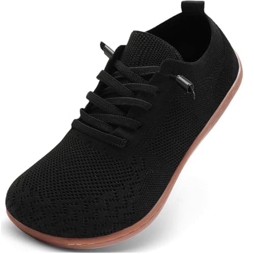 VXGGVX Barefoot Shoes Women Wide Barefoot Walking Sneakers Slip On Minimalist Running Tennis Breathable Shoes Zero Drop Sole for Workout Gym Travel Black Gum 8.5
