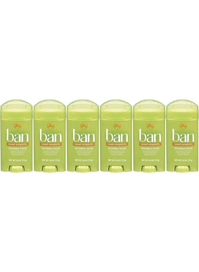 Antiperspirant Deodorant, Invisible Solid, Sweet Simplicity, 2.6-Ounce Bottles (Pack of 6)