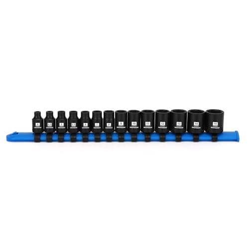MIXPOWER 14 Drive Shallow Magnetic Impact Socket Set with Storage Rails 14Piece 6 Point 415mm Metric CRMO