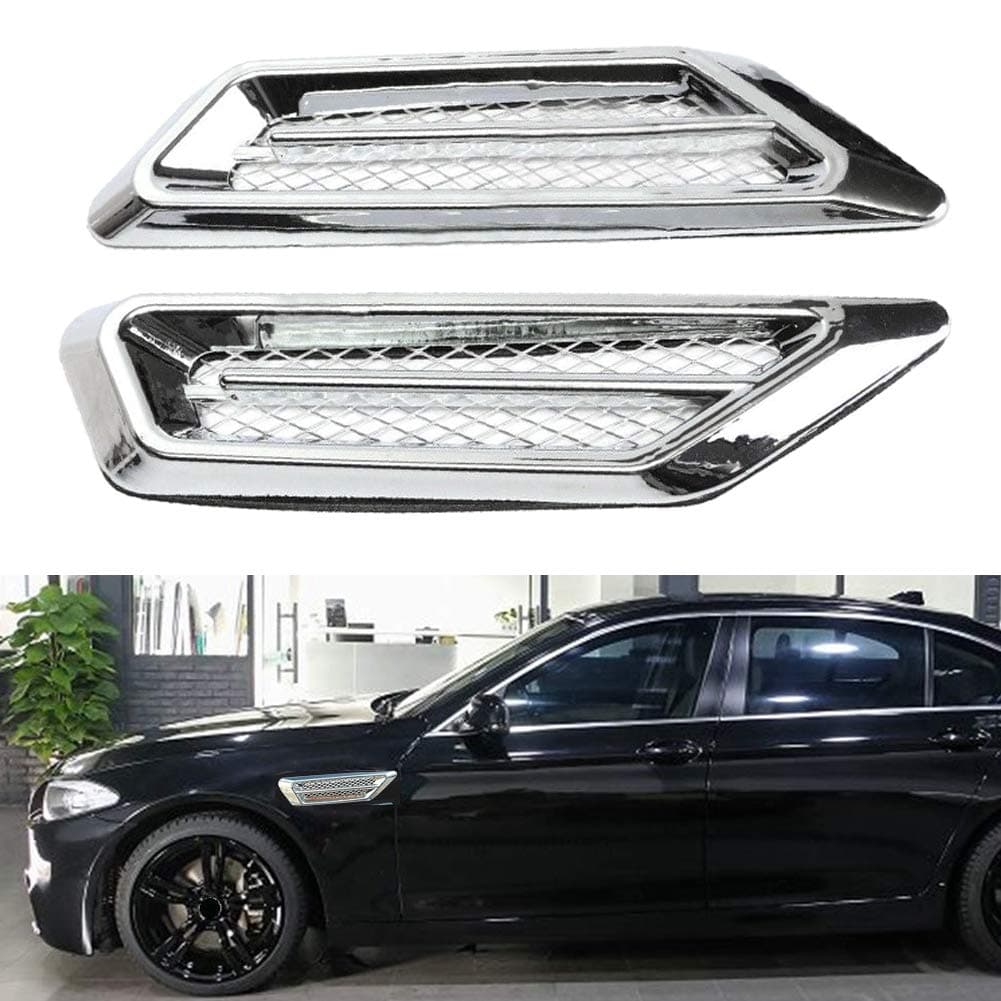 TuTuYa Car Side Mesh Vent Universal Car Air Flow Chrome Fender Side Vent Decor Sticker Accessories1 Pair