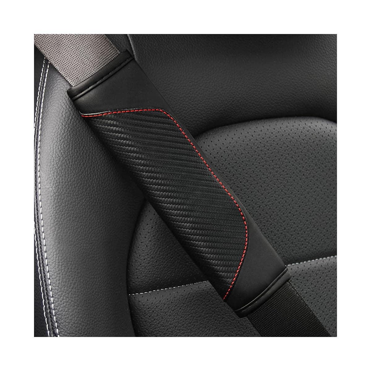 Osilly 2PCS Car Seat Belt Cover Carbon Fiber Seatbelt Shoulder Protection Soft Car Seat Belt Strap Cushion Protect Your Neck and Shoulder Car Accessories Seat Belt Pad for Car Truck Black