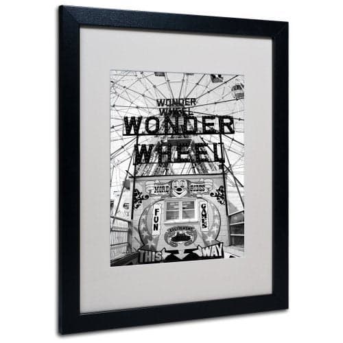 Trademark Fine Art Coney Island Wonder Wheel by Yale Gurney Canvas Art, 16 by 20-Inch, Black Frame