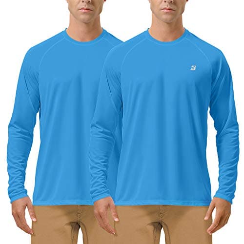Roadbox Mens 2 Pack UV Sun Protection SPF UPF 50 Long Sleeve Quick Dry Fishing Shirts Outdoor Rash Guard for Running Hiking Swimming