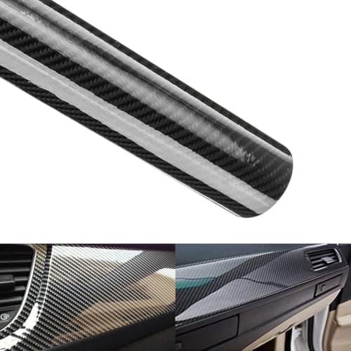STHIRA® Gloss Carbon Fiber Car Wrap Film Premium Auto Vinyl Wrap Sticker, Uv Resistant, Easy Peel & Stick Vinyl Sticker Cut-to-Fit for Car, Bike, Interior & Exterior, Durable Wrap Sticker (30x152 cm)