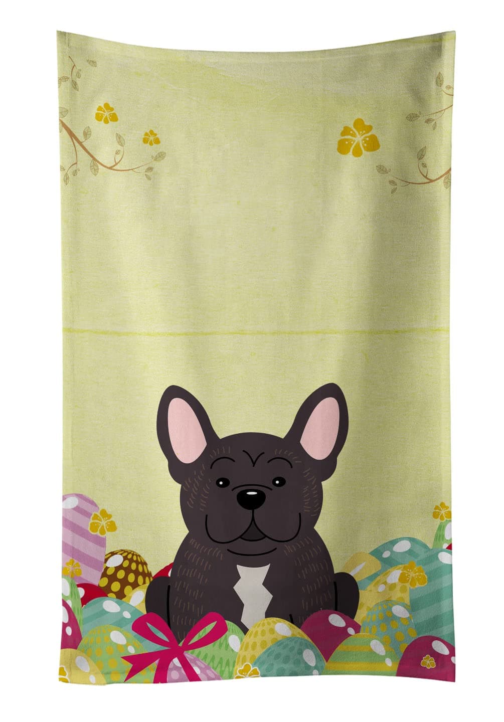 Caroline's Treasures BB6009KTWL Easter Eggs French Bulldog Brindle Kitchen Towel Dish Cloths Guest Hand Towel Decorative Bathroom Towel for Face,Tea, Dishcloth, Kitchen and Bath
