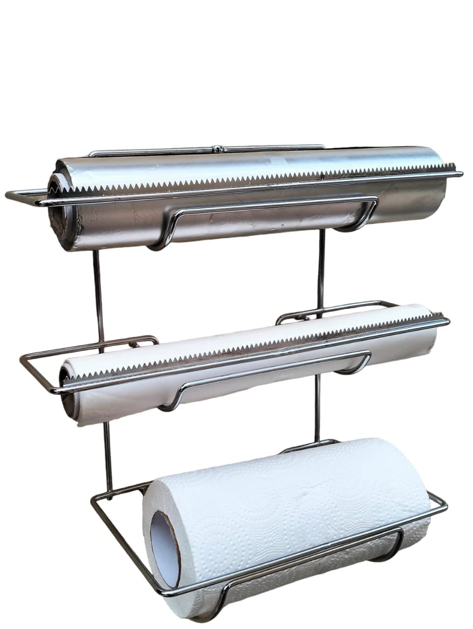 appeasy Wall-Mount 3 in 1 Paper Towel Holder, Plastic Wrap Foil Dispenser, (Chrome)