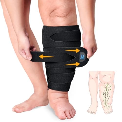 iDonua® Calf Lymphedema Compression Wrap Adjustable For Big Swollen Lower Leg - with 6 Cross Straps (Regular-L)