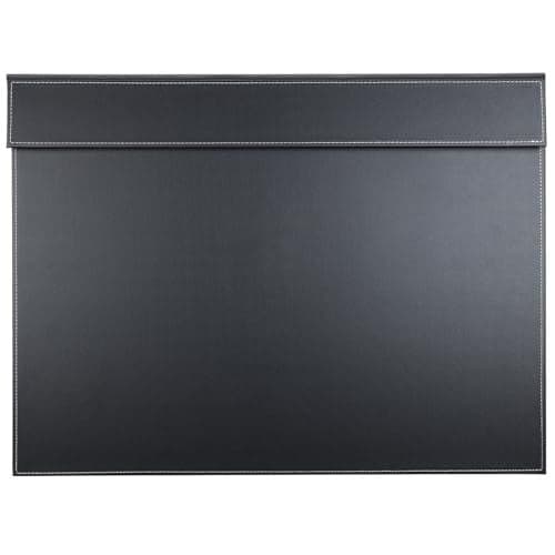 KINGFOM Ultra-Smooth PU Leather Desk Pad & Mat Office Desk Drawing & Writing Board A3/ A4 File Paper Clip Table Protector Mat on Top Large 24''x18'' (Black)
