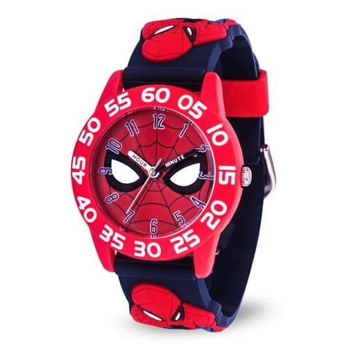 MARVEL Spiderman Watch for Kids – Spiderman Toddler Watch for Young Fans – Official Spider-Man Kids Watches – Boys Toys – Toddler Watches Girls – Disney Teen – Red Bezel – 3D Plastic Strap