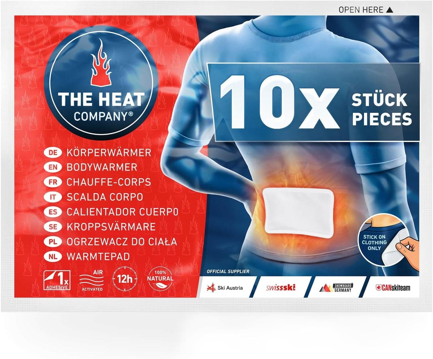THE HEAT COMPANY Bodywarmer 10 20 or 40 Pieces EXTRA WARM Adhesive Warmer for Back and Neck 12 Hours Pleasant Warmth Instant Heat Air Activated Purely Natural