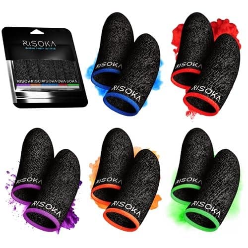 RISOKA 10 Pieces Gaming Finger Sleeves - Perfect Touchscreen Glide - Thumb Sleeve for Mobile Games - Dedales Gamer Profesionales - Phone Accessories