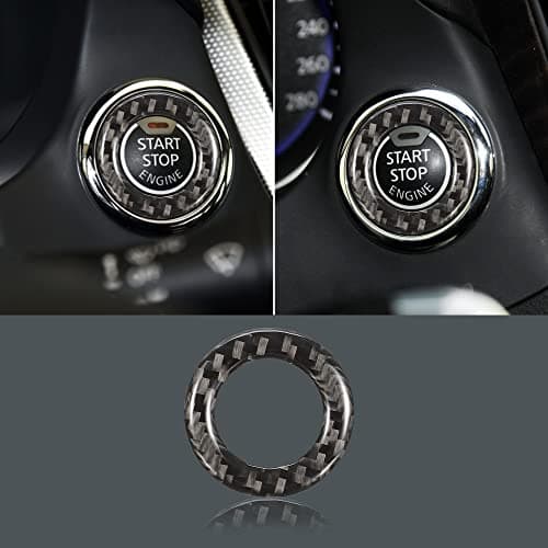TOMALL Carbon Fiber Car Engine Start Stop Ignition Key Ring Sticker Compatible with Infiniti Q60 Q50 Engine Start Button Cover Trims for Car Push Button Cover Ring Decorations Accessories