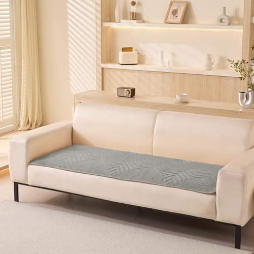 House of Quirk Sofa Covers Velvet Herringbone Chenille Fabric Furniture Protector 1/2/3/4 Seater Sofa Cover Slipcovers Anti-Slip Stretch Seat Mat (One Seater, Grey, 70x90cm)