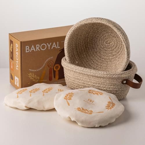 Crispier Crust Cotton Rope Banneton Bread Proofing Basket Set, Oval & Round Bread Baskets with Liners & Covers for Artisan Bread Baking, Sourdough Bread Baking Supplies(Natural)