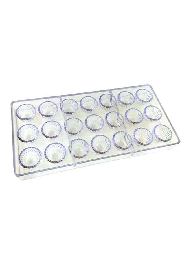 Clear Swirl Shaped Chocolate Molding Tray Measuring Two by Thirteen by Twenty Seven Centimeters