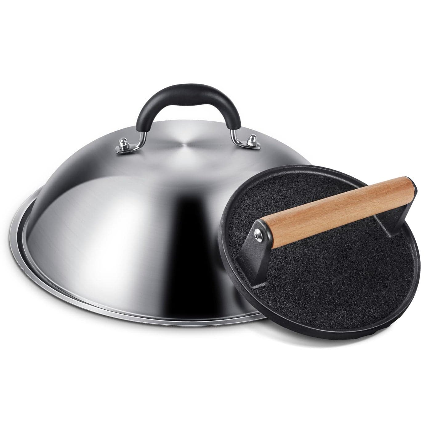 Griddle Accessories for Blackstone Commercial Grade 12 Inch Heavy Duty Round Melting Dome with 7 Round Cast Iron Grill Burger Bacon Press Perfect for Blackstone Camp Chef Flat Top Griddle Grill