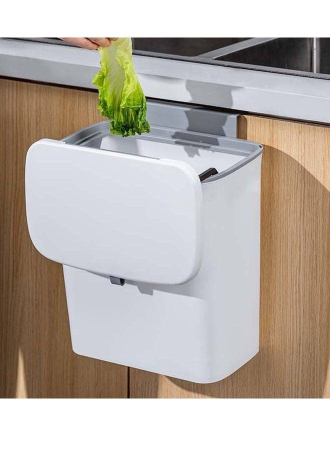 White Wall Mounted Bin Portable Hotel Home and Kitchen Trash Can Plastic Garbage Bin Small Waste Bin Hanging Trash Can