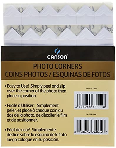 Canson Self Adhesive Photo Corners PeelOff Archival Quality White 252Pack