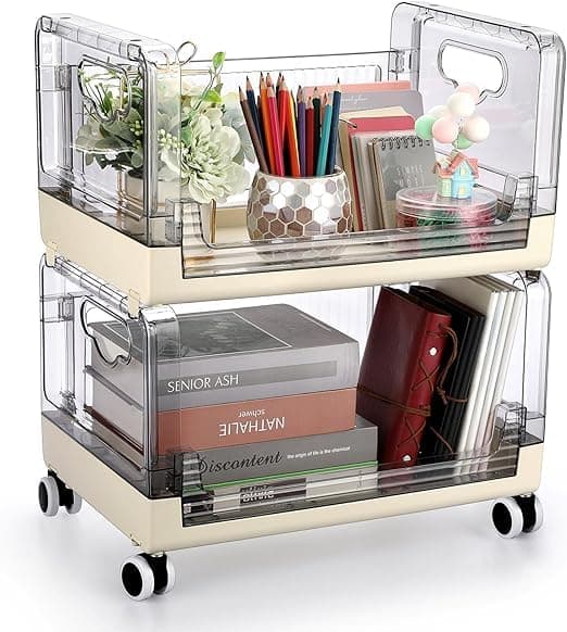 Kitchen Storage Cart Kresal 2Tier Utility Rolling Cart Multifunction Utility Rolling Storage Organizer MultiFunctional Storage Trolley for Offices Living Room
