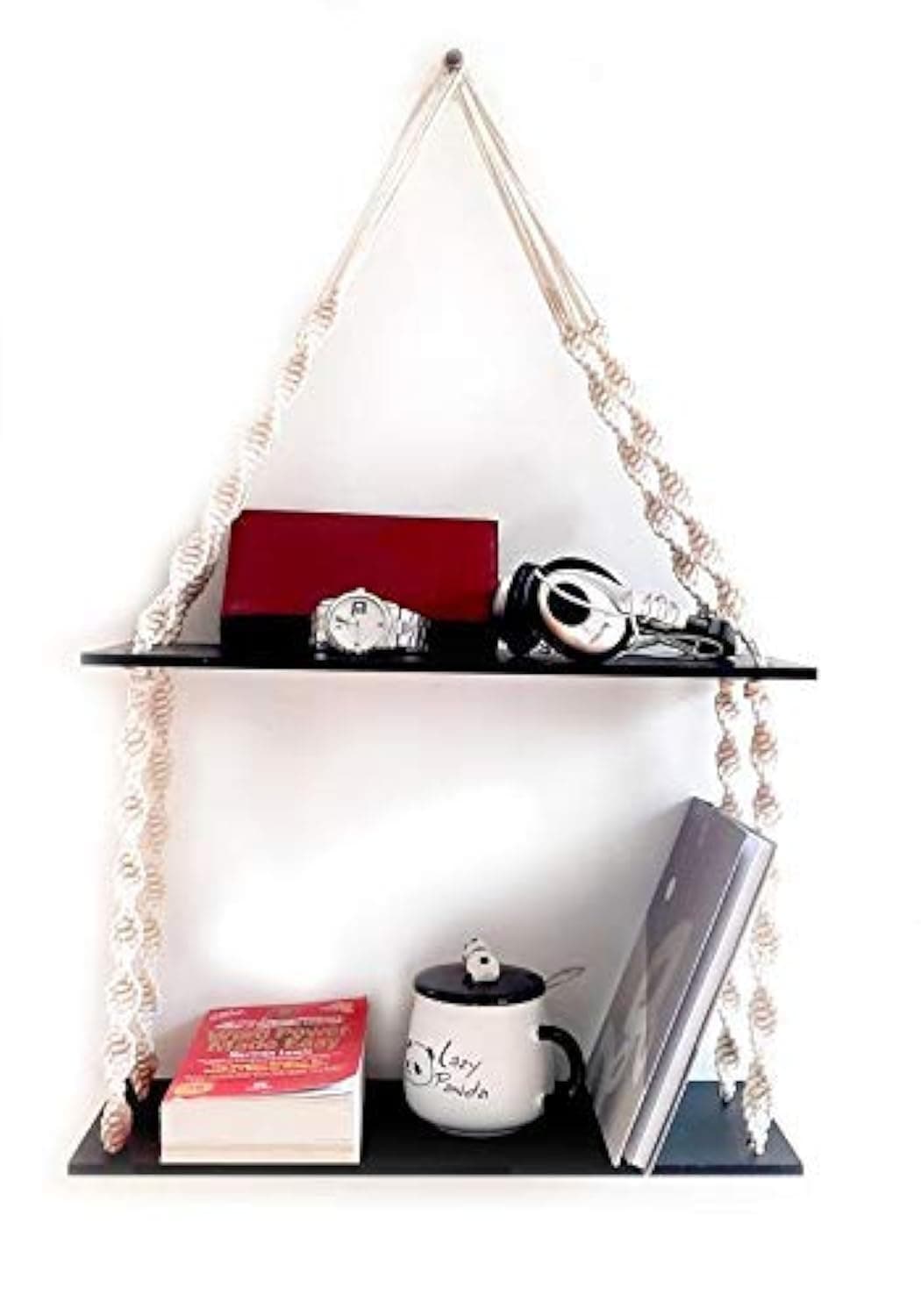 vah standard wall hanging shelf 2 set of real pine wood floating shelves for wall rustic rope shelves plant shelf farmhouse decor for living room bathroom bedroom kitchen apartment