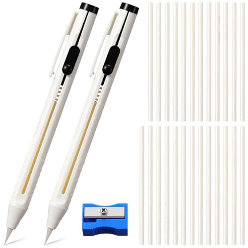Motiskyy 28 Pcs Chalk Pencil Refillable Cartridge Set Sewing Chalk Pen and White Refill Tailors Pencil for Marking Fabric Patterns