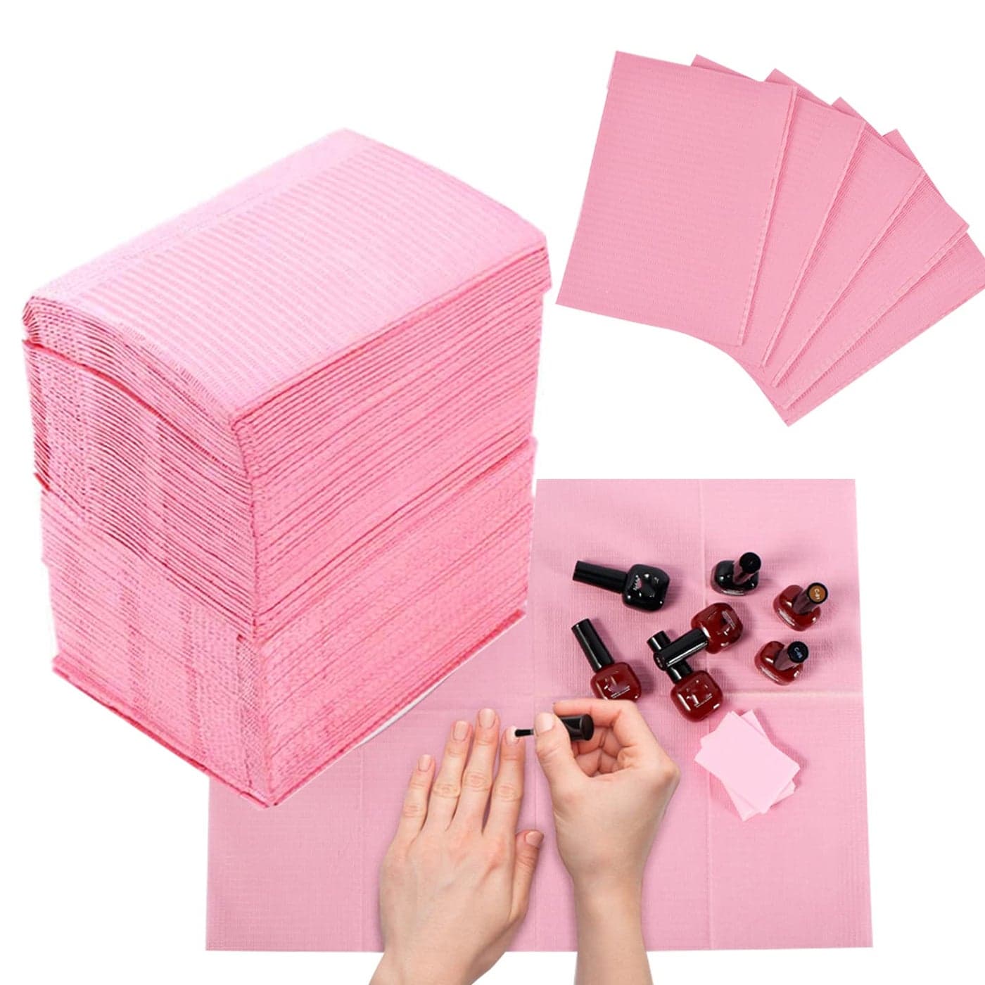 LXIANGN 125PCS Disposable Nail Art Table Towels Mat 13 X 17 Waterproof 3 Ply Nail Art Mat Paper Sheet Clean Pads Tattooing Table Mat Nail Table Cover Tattoo Supplies Pink