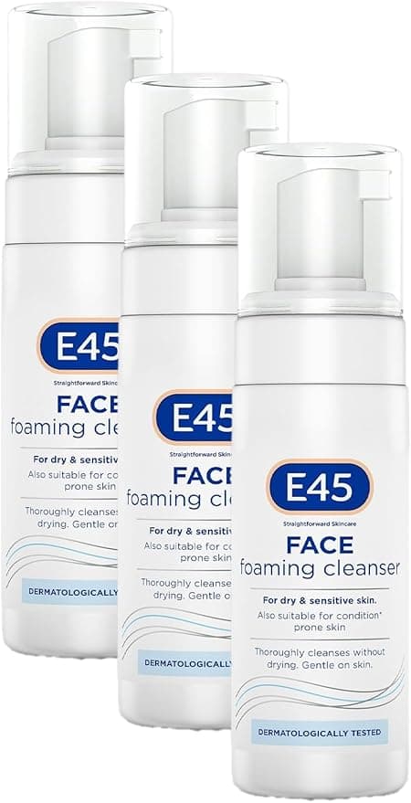 E45 Face Wash Foaming Cleanser Daily Face Cleanser for Dry and Sensitive Skin Gentle Facial Cleanser Removes Excess Oil and Makeup for Clean Soft Skin Skin Care Facewash for Women Mens Skin