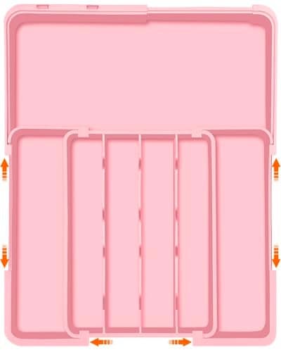 Spaclear Silverware Organizer Expandable Silverware Drawer Organizer Adjustable Drawer Organizer Silverware Tray for Drawer 152x 19 Utensil Drawer Organizer Kitchen Organizers Storage Pink
