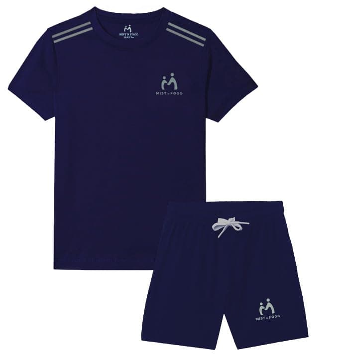 MIST N FOGG Unisex-Child Polyester Blend Solid and Sports T-Shirts and Short Set(Navy_5-6 Yrs)