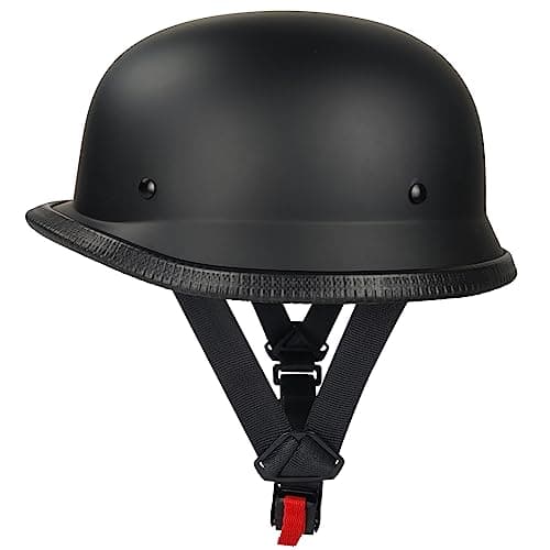German Half Helmet,Adult Summer Handmade Personality Vintage Casco ,Motorcycle Helmet Scooter Cool Helmet for Men and Women (Black, X-Large)