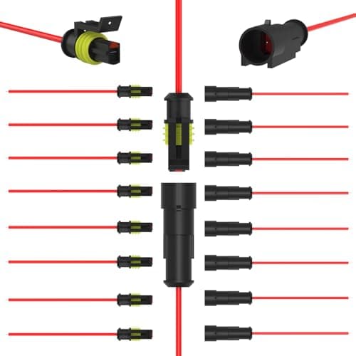 MGYOO 1 Pin Waterproof Electrical Wire Connectors 10 Pack Weather Pack Connectors Kit 20AWG Male and Female Automotive Wire Connectors for Car Truck Motorcycle Boat Auto Wiring