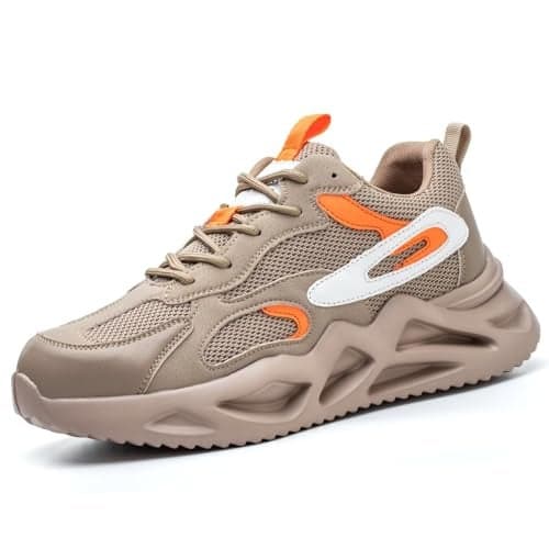 Ruivina Steel Toe Shoes for Men Women Composite Toe Shoe Wide fit Indestructible Work Sneakers Safety Shoes Lightweight Slip on Resistant Breathable Puncture Proof Yellow 39