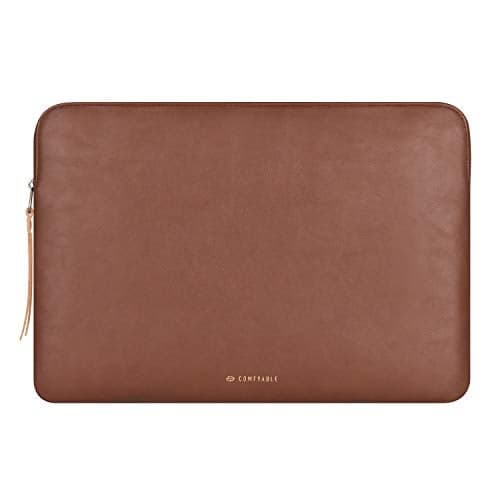 Comfyable Laptop Sleeve Compatible with 16 Inch MacBook Pro M4 M3 M2 & M1 2021-2019 & 15 Inch MacBook Air (Loose Fit) M4 2025 M3 M2, Slim Protective PU Leather Bag Waterproof Case for Mac, Brown