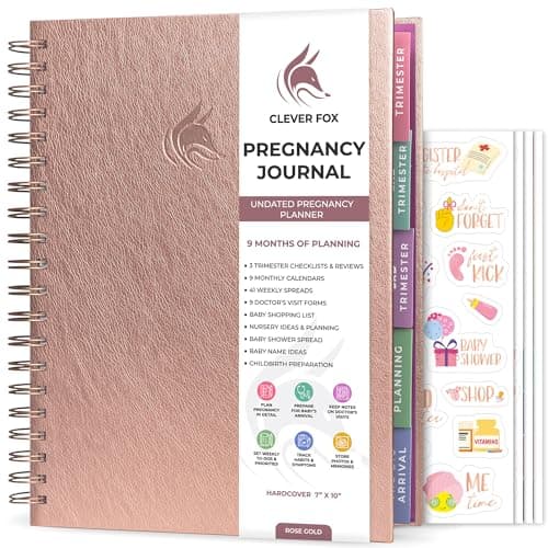 Clever Fox Pregnancy Journal Memory Book Pregnancy Planner Notebook for Expecting Moms Baby Keepsake First Time Moms Gift Rose Gold 9 x 105