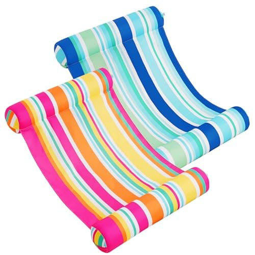 2 Pack Inflatable Pool Float Hammock Multi Purpose Swimming Raft Water Lounges Pool Accessories Saddle Lounge Chair Hammock Drifter Beach Outdoor