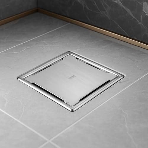 LIPKA Yellow Exclusive Square Floor Drain | 6 x 6 Inches | 304-Grade Stainless Steel Floor Trap with Matte Finish | Drain Jali for Bathrooms with Collar & Cockroach Trap
