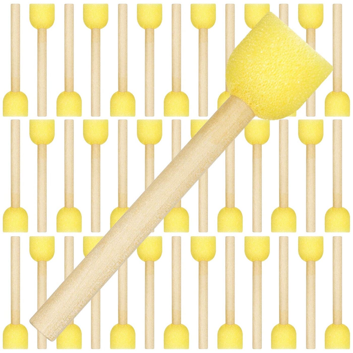 Outus 40 Pieces Round Sponge Foam Brush Set Paint Sponge Daubers with Wooden Handle Foam Stencil Brush Painting Tools for Kids Painting Crafts06 Inch