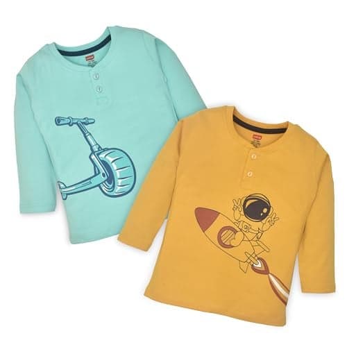 Luvlap Cotton Boy's Printed Regular Fit Baby and Toddler T-Shirt (902683_Lt. Pastel Green, Gold 3 to 6 Months)
