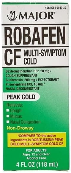 Major Robafen CF MultiSymptom Peak Cold Cough Syrup 2 Pack