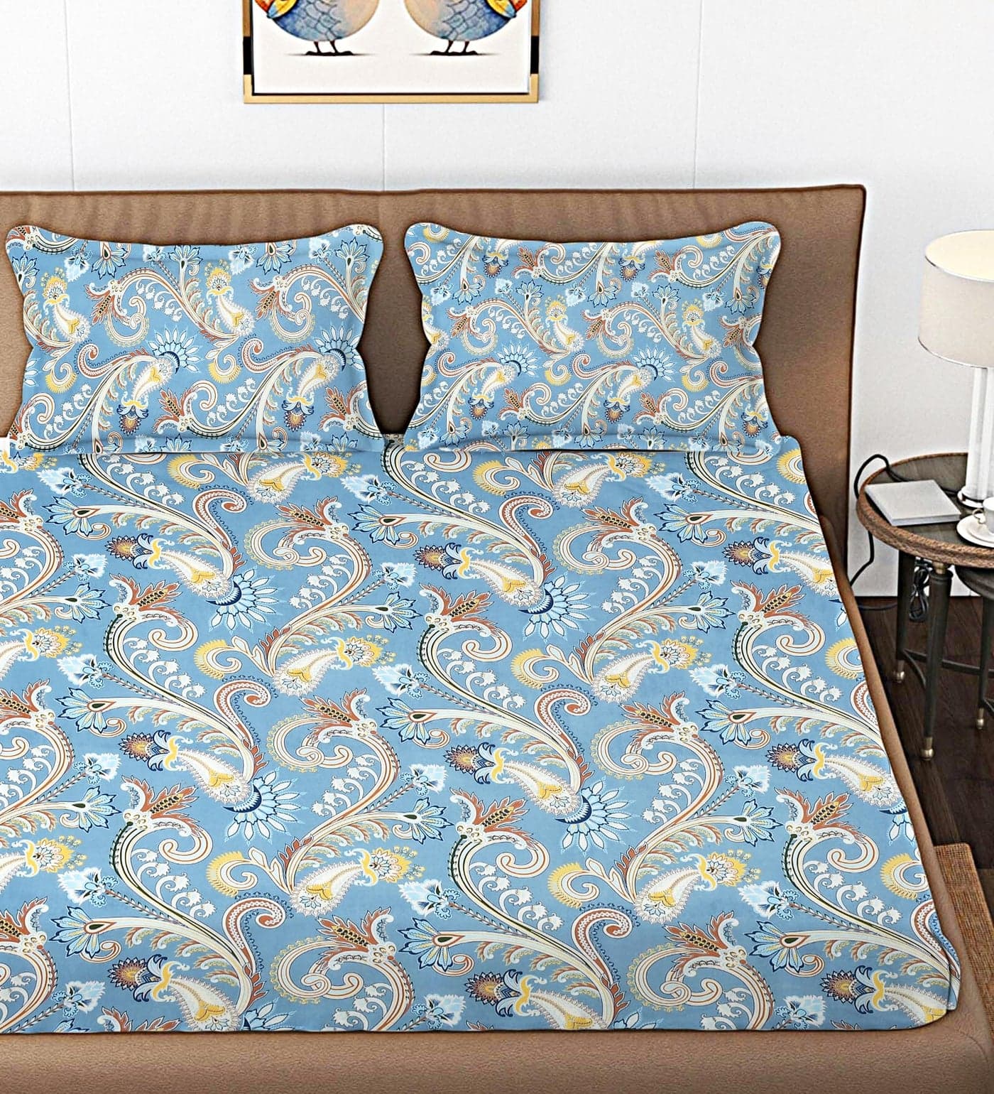 IVAZA 210 TC Cotton Double Bedsheet with 2 King Size Pillow Covers Free Brethable Easy Care (90X90 Inches, 7 x 7.5 Feet Espresso