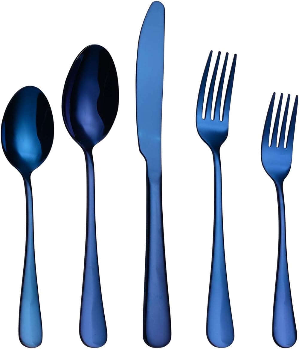 Flatware Set for 1 5Piece Stainless Steel Silverware Cutlery Tableware Include KnifeForkSpoon by IRONX blue1805p