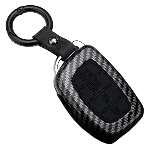 Muxkenper Key Fob Cover Case for 2018 2017 2016 Hyundai Tucson Elantra Sonata 4 Buttons Keyless Entry Remote Case Holder ABS Carbon Fiber Pattern NOT FIT FlipPop OutFolding Key Black