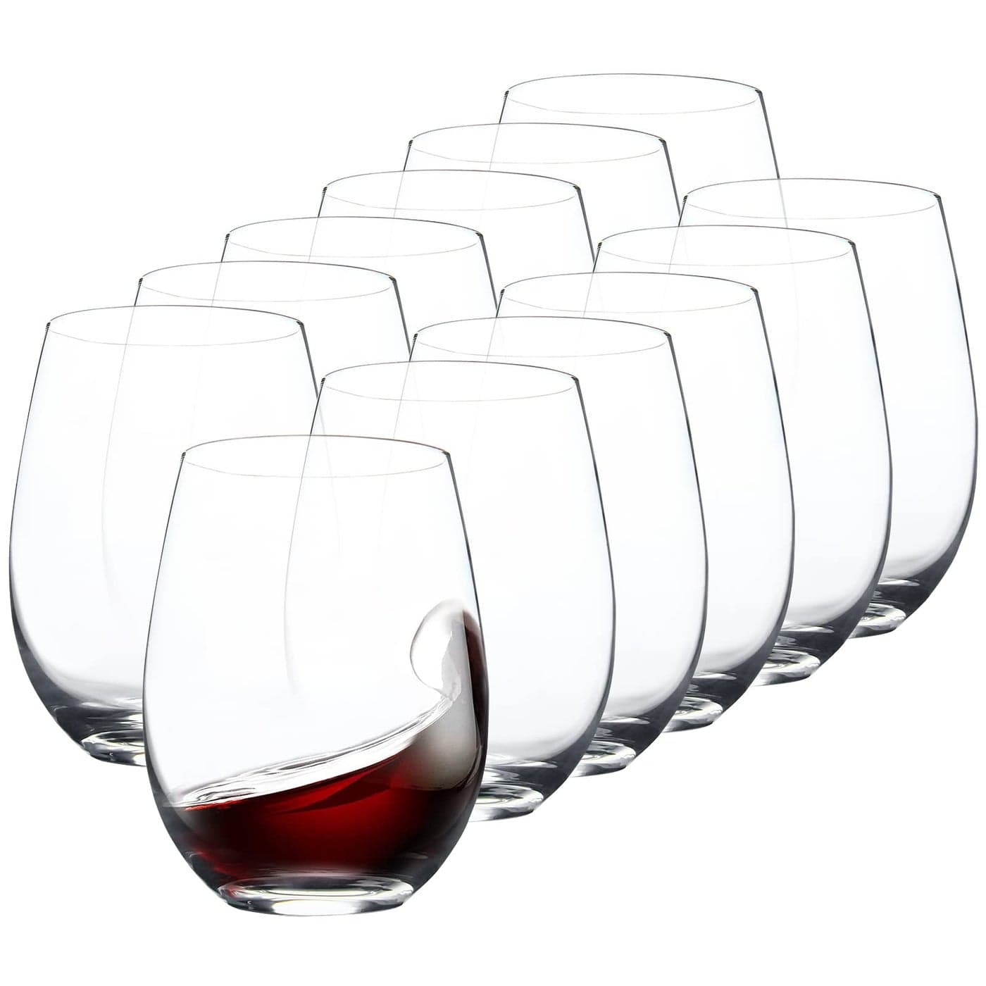 FAWLES Stemless Wine Glasses Set of 12 15 Ounce Smooth Rim Standard Wine Glass Tumbler for Red White Wine Dishwasher Safe