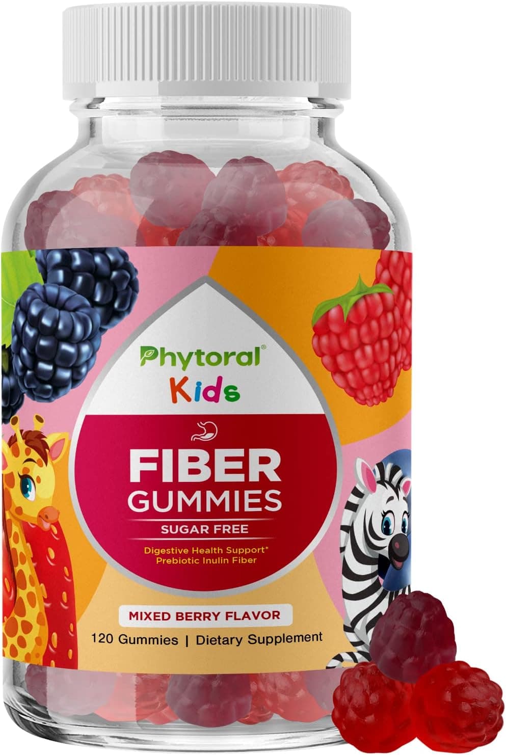 High Prebiotic Fiber Gummies for Kids Dietary Fiber Supplements for Digestion Constipation Chicory Root Kids Immune Gummies NonGMO Vegan Digestive Nutritional Supplements 120 Count