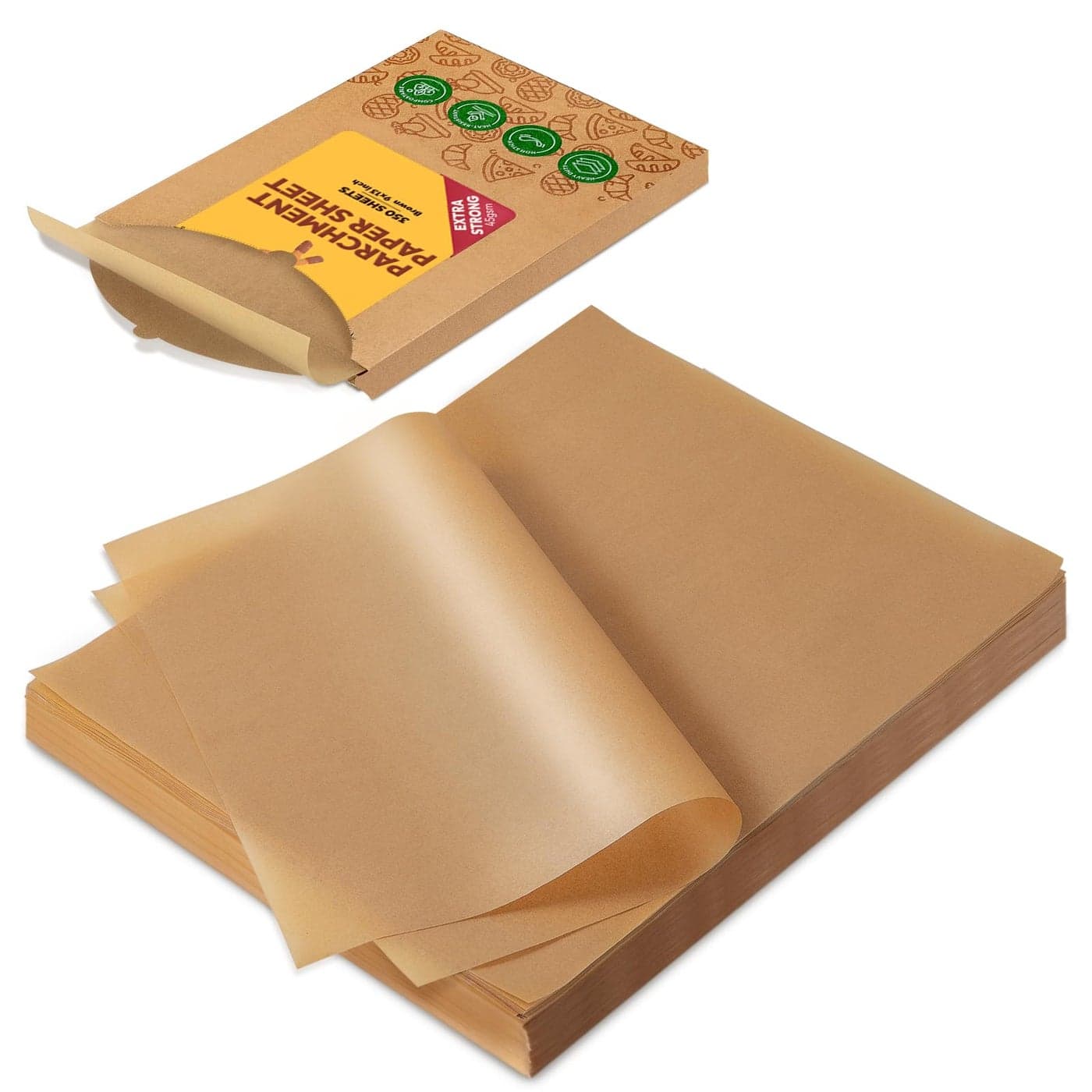 Katbite 350Pcs 9x13 In Parchment Paper Sheets Heavy Duty Unbleached Baking Paper Nonstick Oil Proof for Oven Air Fryer Grilling Steaming and Cooking Bread