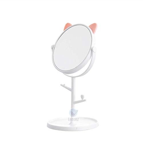 Leeonz 360° Swivel Makeup Mirror, Bathroom Mirror, Shaving Mirror For Men (White, 1Pcs) Round, Dresser Mount, Framed - Glass