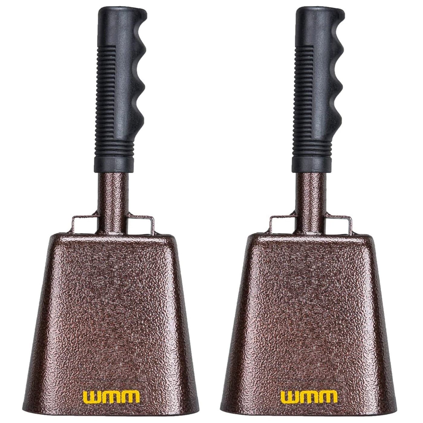 10 Inch Steel Cowbell with Handle Cheering Bell for Sports Events Large Solid School Bells Chimes Percussion Musical Instruments Call Bell AlarmCopper2 Pack