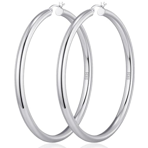 4mm Thick Gold Chunky Hoop Earrings - Sterling Silver Post, Hollow Tube, Hypoallergenic Lightweight Large Hoops For Women - 20/30/40/50/60MM